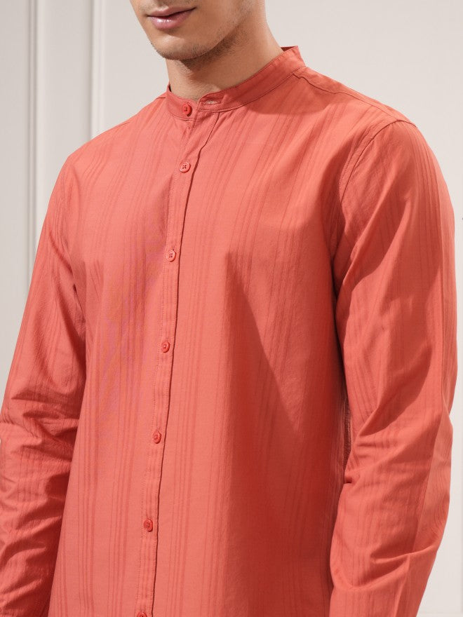 Highlander Men Rust Solid Regular Fit Casual Shirt - Rust - Image 5