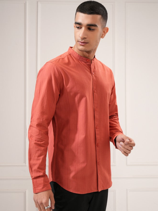 Highlander Men Rust Solid Regular Fit Casual Shirt - Rust - Image 6