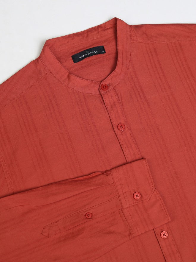 Highlander Men Rust Solid Regular Fit Casual Shirt - Rust - Image 7