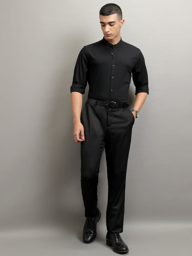 Highlander Men Black Solid Regular Fit Casual Shirt - Black - Image 2
