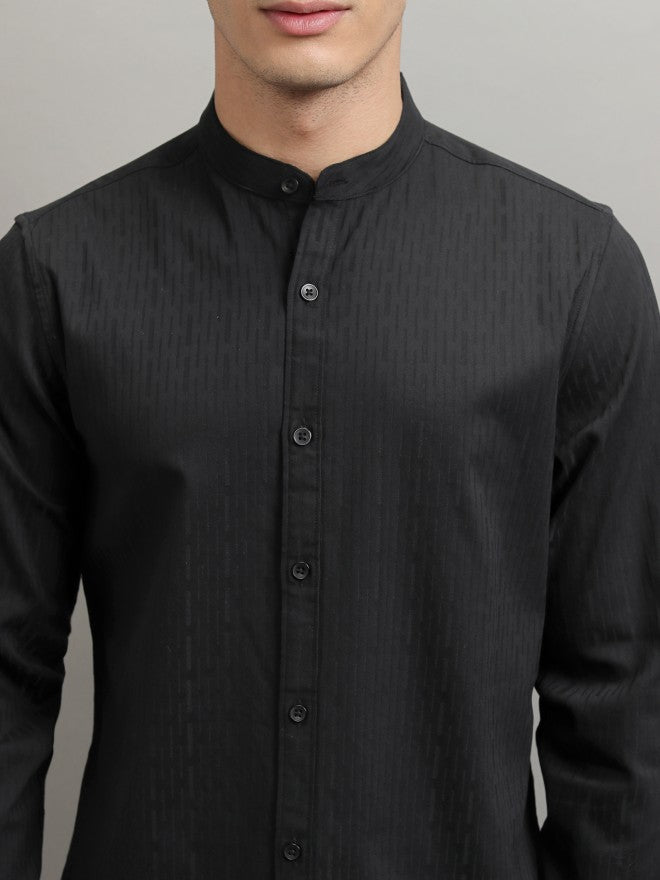 Highlander Men Black Solid Regular Fit Casual Shirt - Black - Image 5