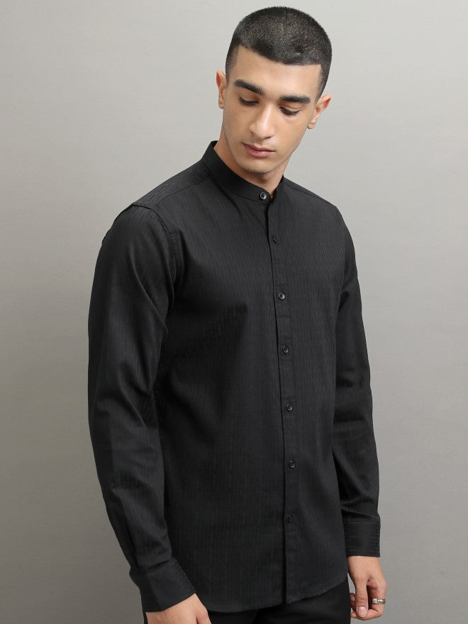 Highlander Men Black Solid Regular Fit Casual Shirt - Black - Image 6