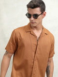 Highlander Men Brown Textured Relaxed Fit Casual Shirt - Brown - Image 1
