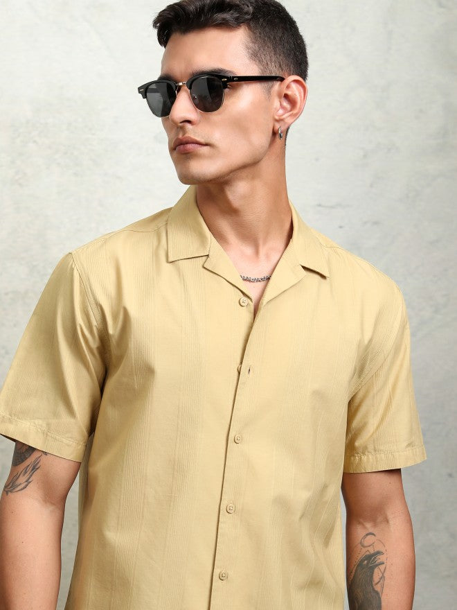 Highlander Men Mustard Solid Relaxed Fit Casual Shirt - Mustard - Image 1