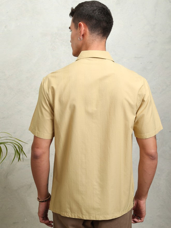 Highlander Men Mustard Solid Relaxed Fit Casual Shirt - Mustard - Image 3