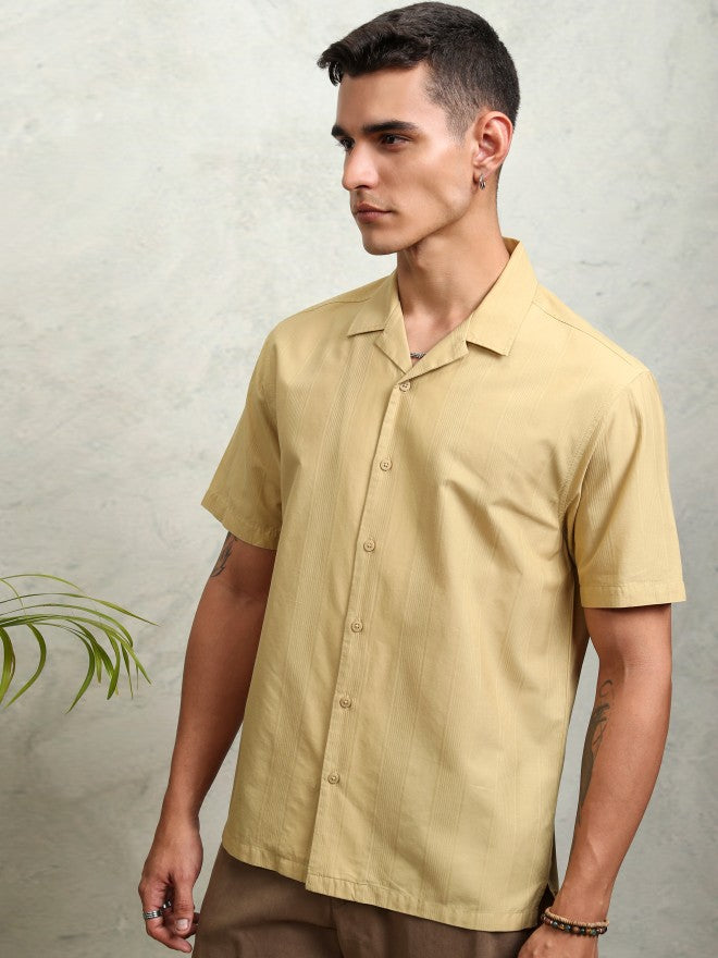 Highlander Men Mustard Solid Relaxed Fit Casual Shirt - Mustard - Image 4