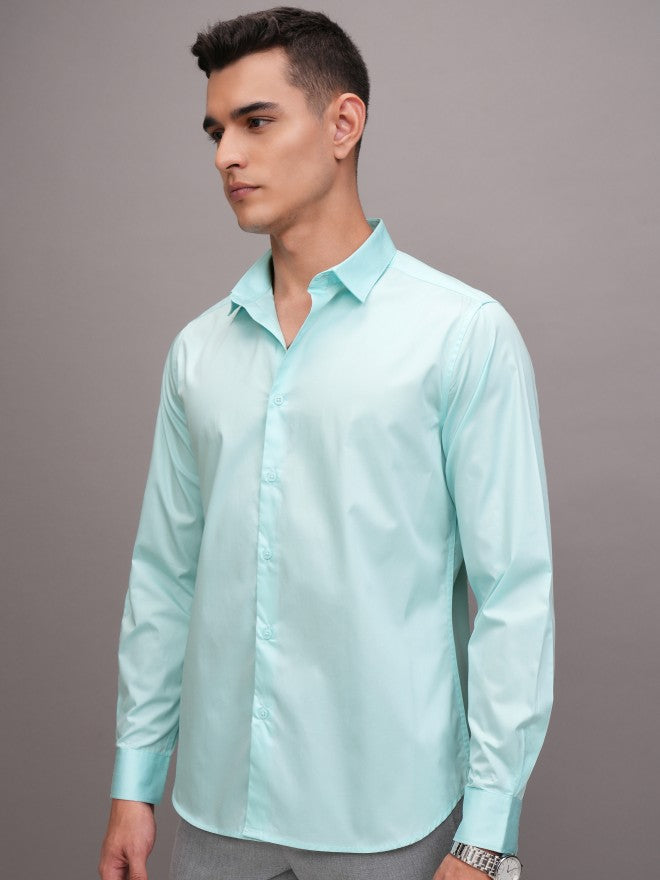 Highlander Men Green Solid Slim Fit Casual Shirt - Green - Image 4