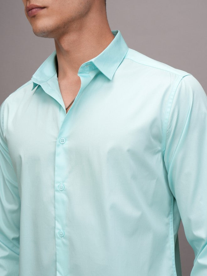 Highlander Men Green Solid Slim Fit Casual Shirt - Green - Image 5