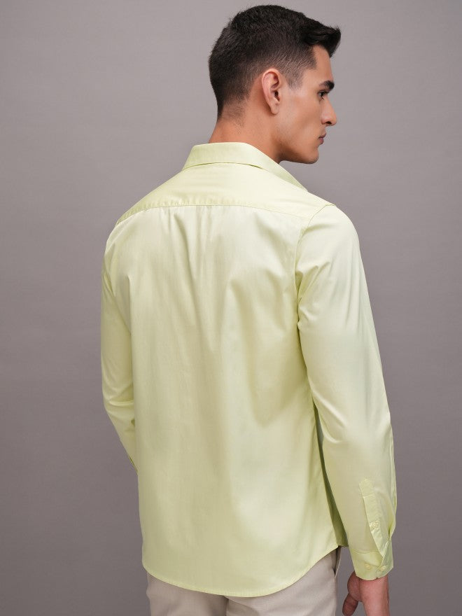 Highlander Men Lime Green Solid Slim Fit Casual Shirt - Green - Image 3