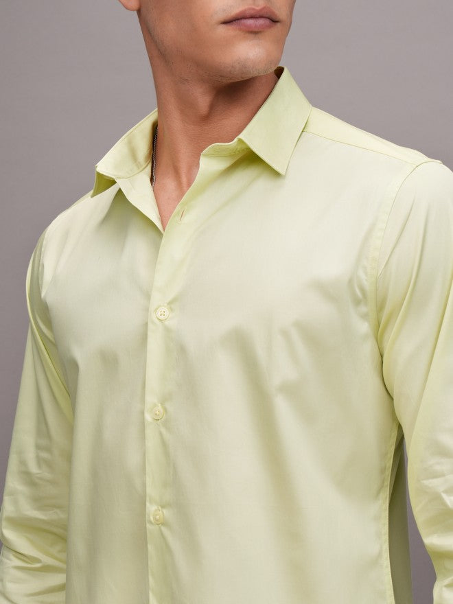 Highlander Men Lime Green Solid Slim Fit Casual Shirt - Green - Image 5