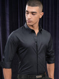 Highlander Men Navy Blue Solid Slim Fit Casual Shirt - Navy Blue - Image 1