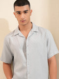 Highlander Men Grey Textured Relaxed Fit Casual Shirt - Grey - Image 1