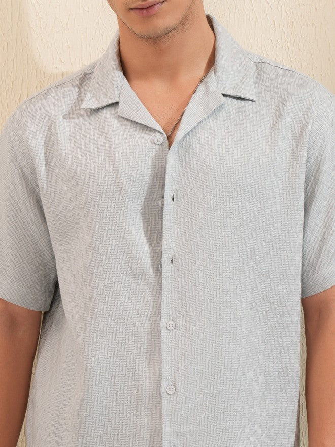 Highlander Men Grey Textured Relaxed Fit Casual Shirt - Grey - Image 5