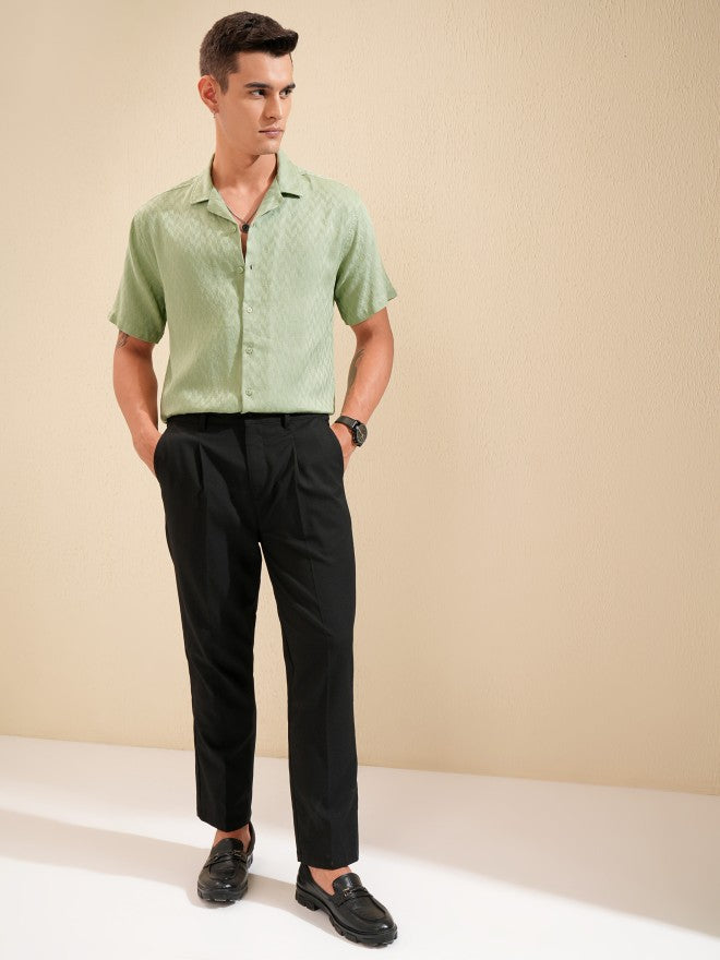 Highlander Men Green Textured Relaxed Fit Casual Shirt - Green - Image 2