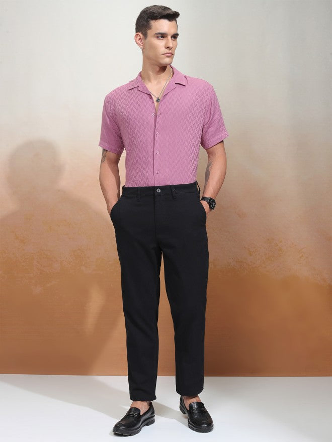 Highlander Men Pink Textured Relaxed Fit Casual Shirt - Pink - Image 2