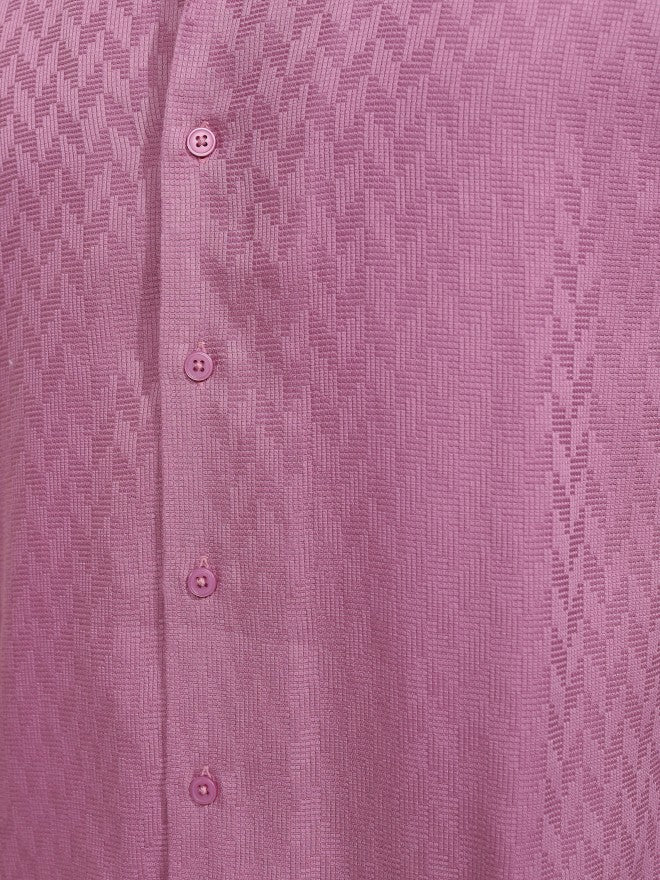 Highlander Men Pink Textured Relaxed Fit Casual Shirt - Pink - Image 8