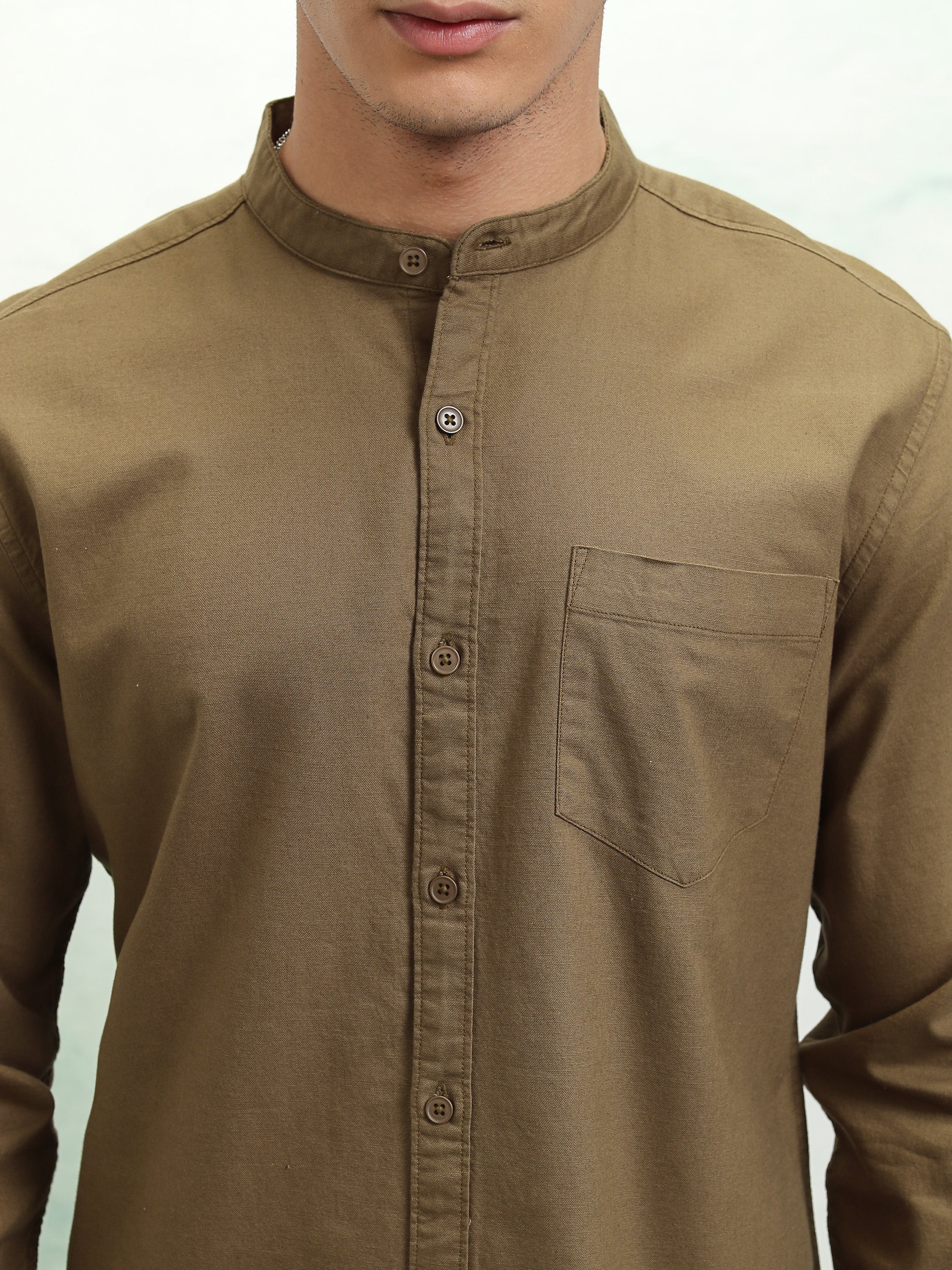 Highlander Men Khaki Solid Regular Fit Casual Shirt - Khaki - Image 5