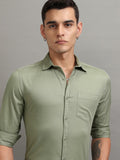 Highlander Men Olive Solid Regular Fit Casual Shirt - Olive - Image 1