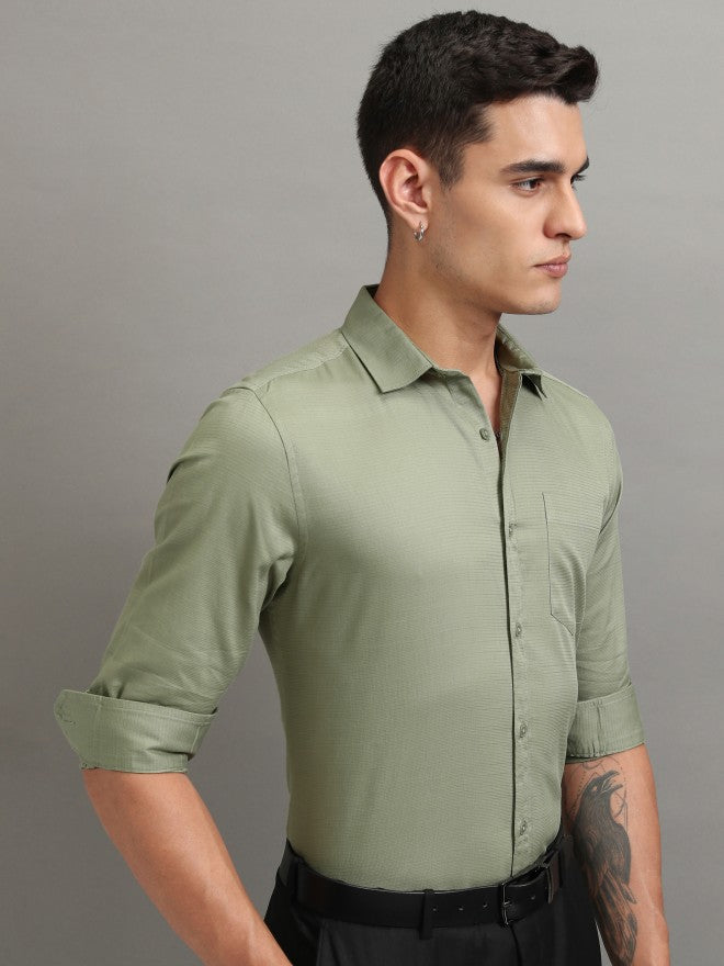Highlander Men Olive Solid Regular Fit Casual Shirt - Olive - Image 6