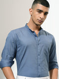 Highlander Men Blue Textured Regular Fit Casual Shirt - Blue - Image 1