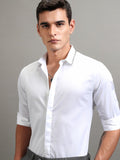 Highlander Men White Solid Slim Fit Casual Shirt - White - Image 1