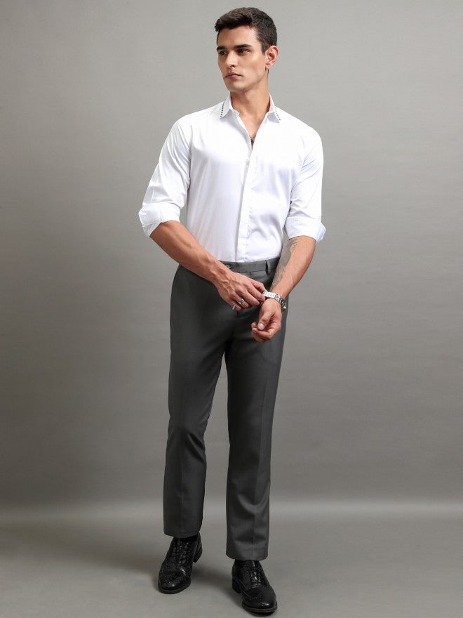 Highlander Men White Solid Slim Fit Casual Shirt - White - Image 2