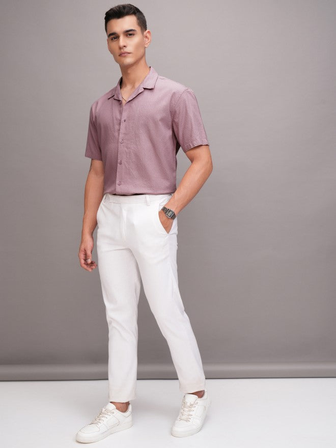 Highlander Men Pink Textured Relaxed Fit Casual Shirt - Pink - Image 2