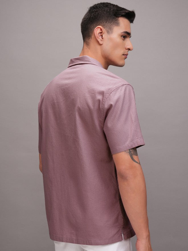 Highlander Men Pink Textured Relaxed Fit Casual Shirt - Pink - Image 3
