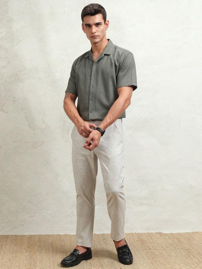Highlander Men Olive Textured Relaxed Fit Casual Shirt - Olive - Image 2