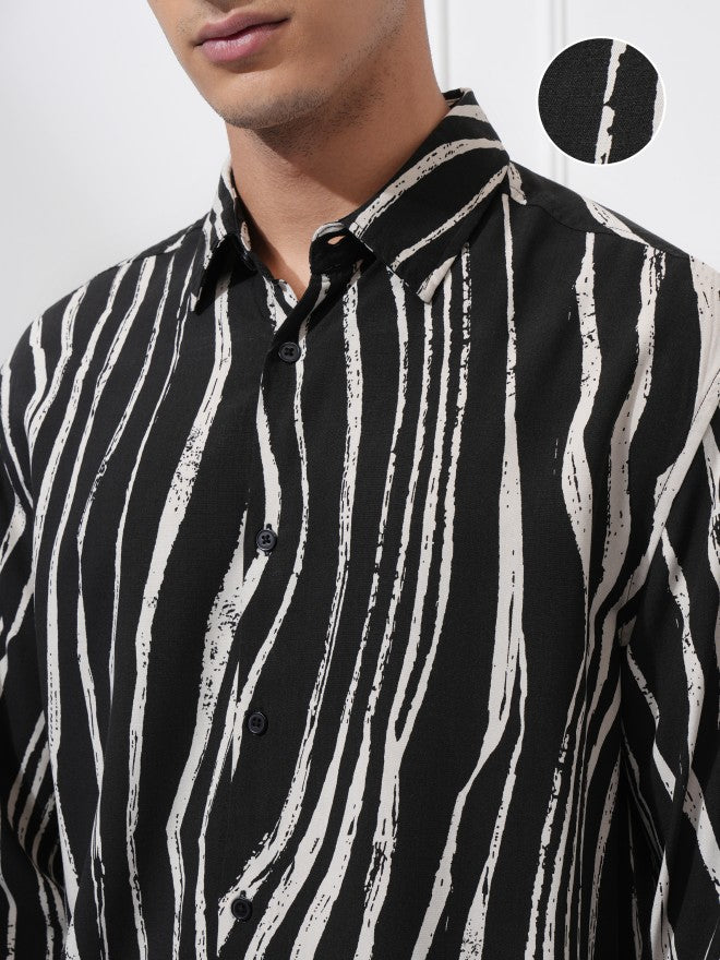 Highlander Men Black Printed Relaxed Fit Casual Shirt - Black - Image 5