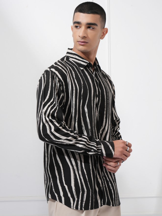 Highlander Men Black Printed Relaxed Fit Casual Shirt - Black - Image 6
