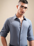 Highlander Men Blue Textured Regular Fit Casual Shirt - Blue - Image 1