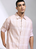 Highlander Men Pink Checked Regular Fit Casual Shirt - Pink - Image 1