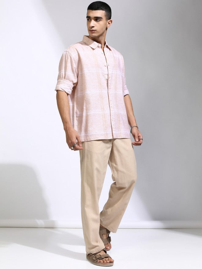 Highlander Men Pink Checked Regular Fit Casual Shirt - Pink - Image 2