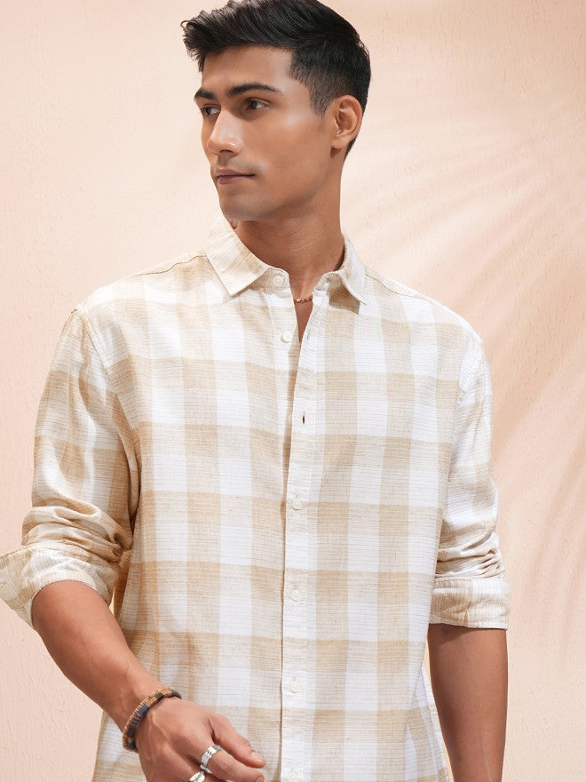Highlander Men White Checked Relaxed Fit Casual Shirt - White - Image 1