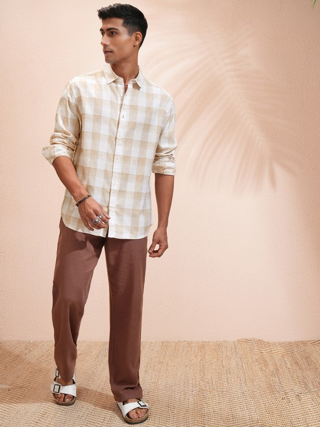 Highlander Men White Checked Relaxed Fit Casual Shirt - White - Image 2
