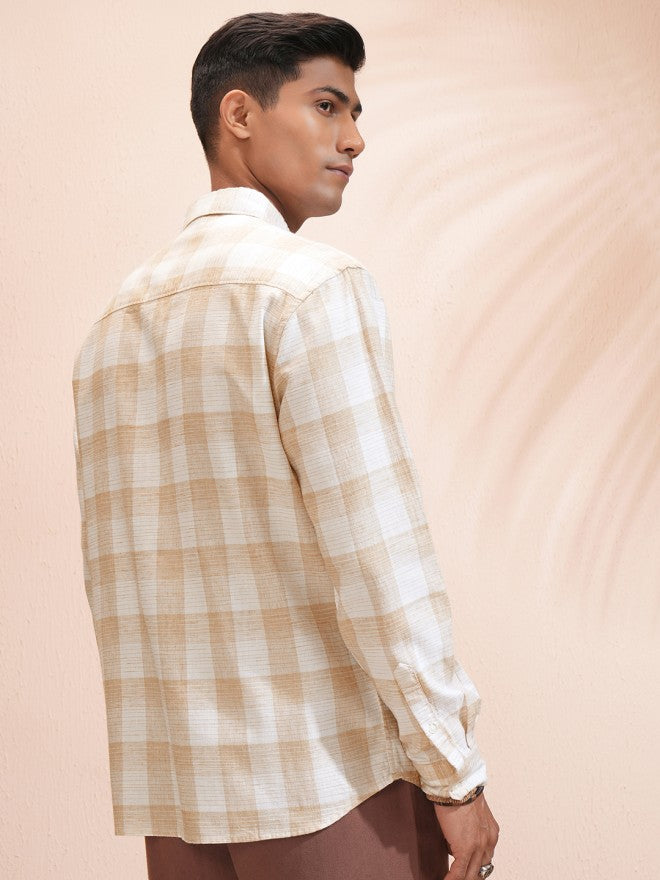 Highlander Men White Checked Relaxed Fit Casual Shirt - White - Image 3
