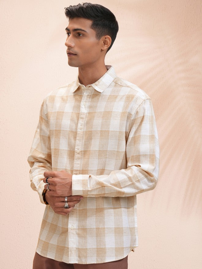 Highlander Men White Checked Relaxed Fit Casual Shirt - White - Image 4