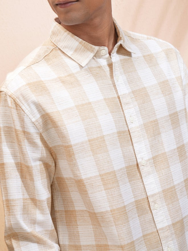 Highlander Men White Checked Relaxed Fit Casual Shirt - White - Image 5