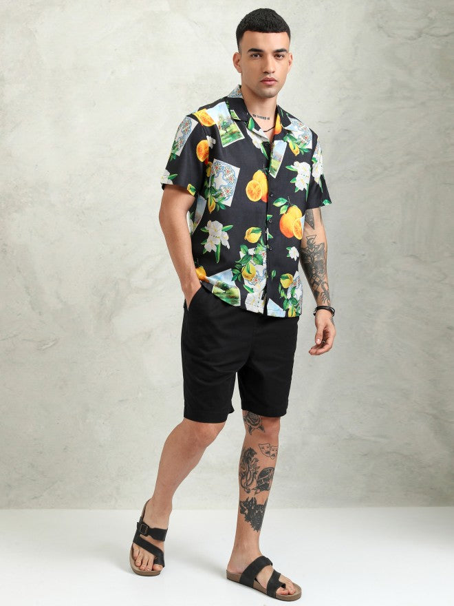Highlander Men Black Printed Relaxed Fit Casual Shirt - Black - Image 2