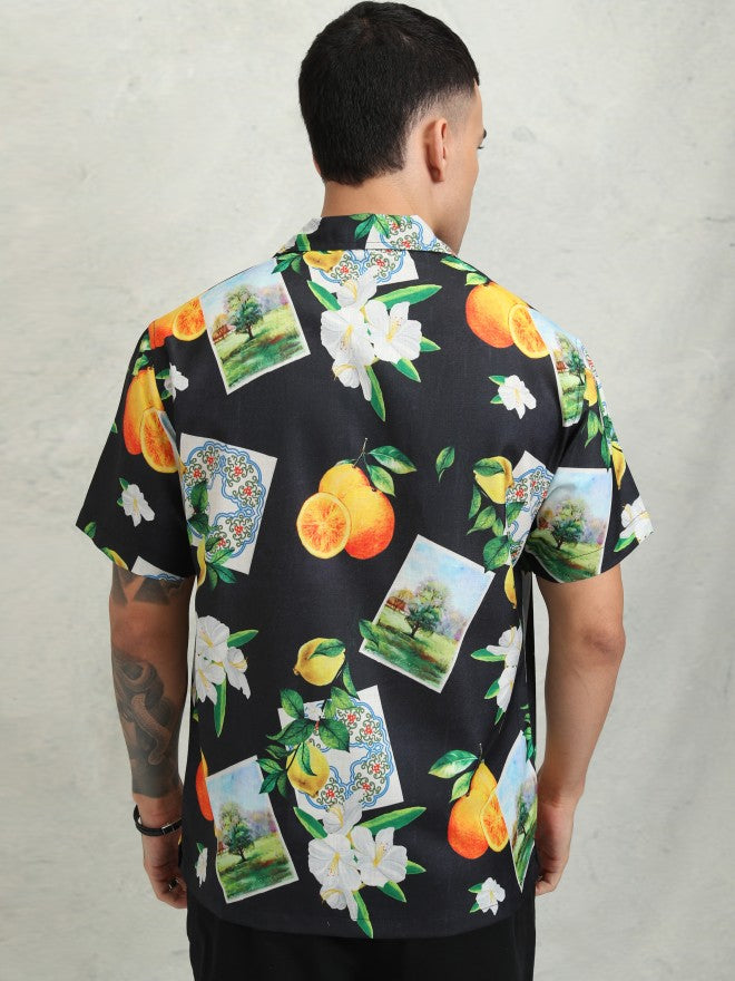 Highlander Men Black Printed Relaxed Fit Casual Shirt - Black - Image 3