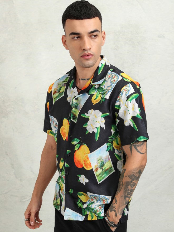 Highlander Men Black Printed Relaxed Fit Casual Shirt - Black - Image 4