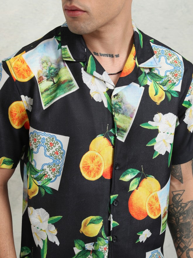 Highlander Men Black Printed Relaxed Fit Casual Shirt - Black - Image 5