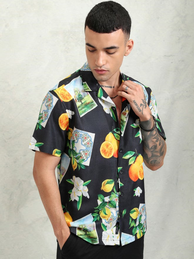Highlander Men Black Printed Relaxed Fit Casual Shirt - Black - Image 6