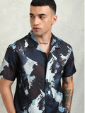 Highlander Men Navy Blue Printed Relaxed Fit Casual Shirt - Navy Blue - Image 1
