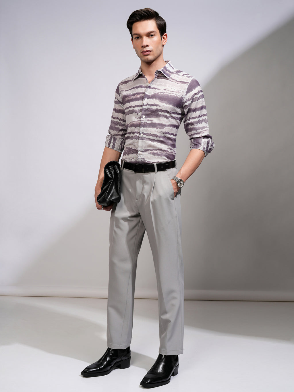 Highlander Men Grey Printed Regular Fit Casual Shirt - Grey - Image 2