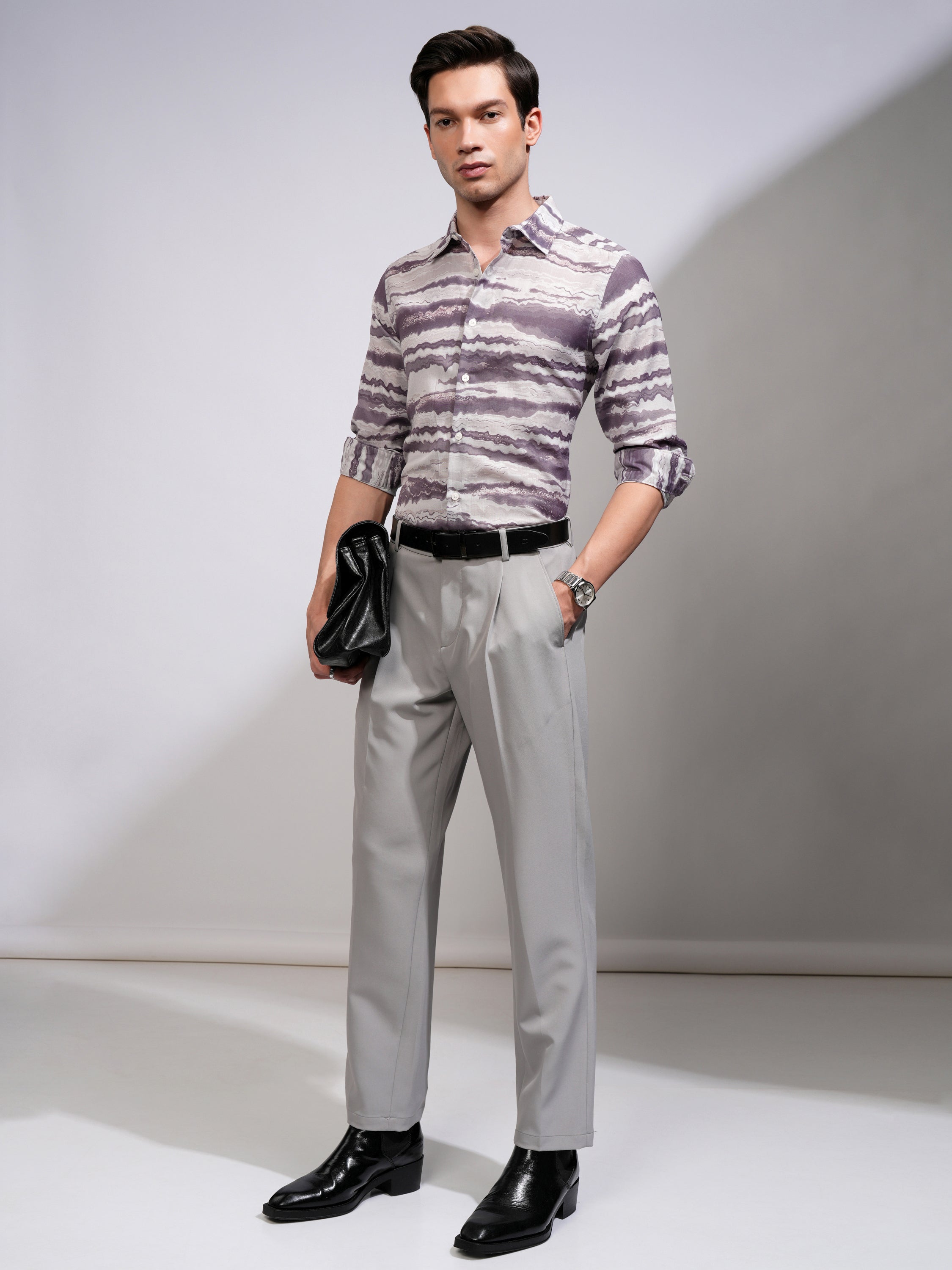 Highlander Men Grey Printed Regular Fit Casual Shirt - Grey - Image 2