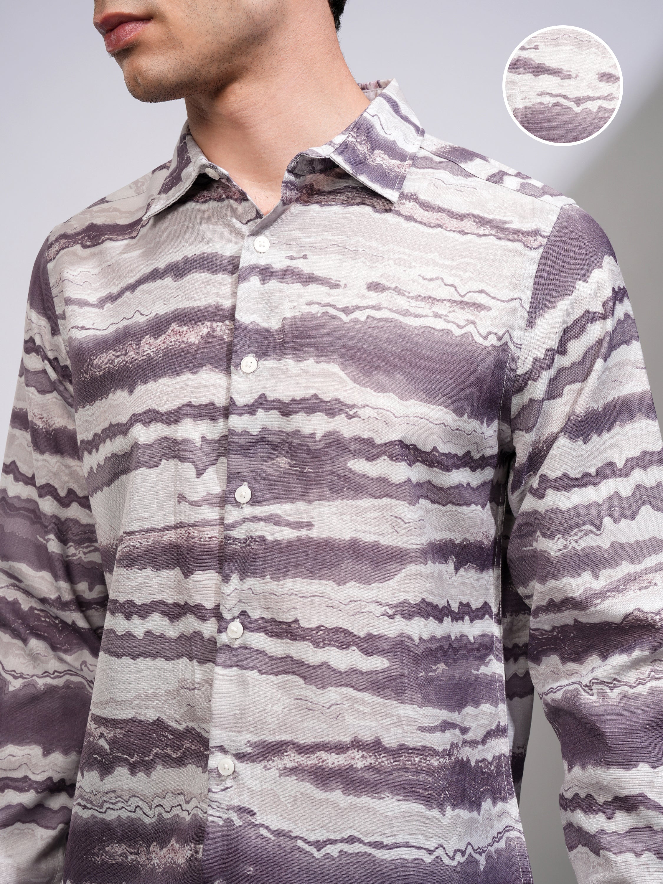 Highlander Men Grey Printed Regular Fit Casual Shirt - Grey - Image 5