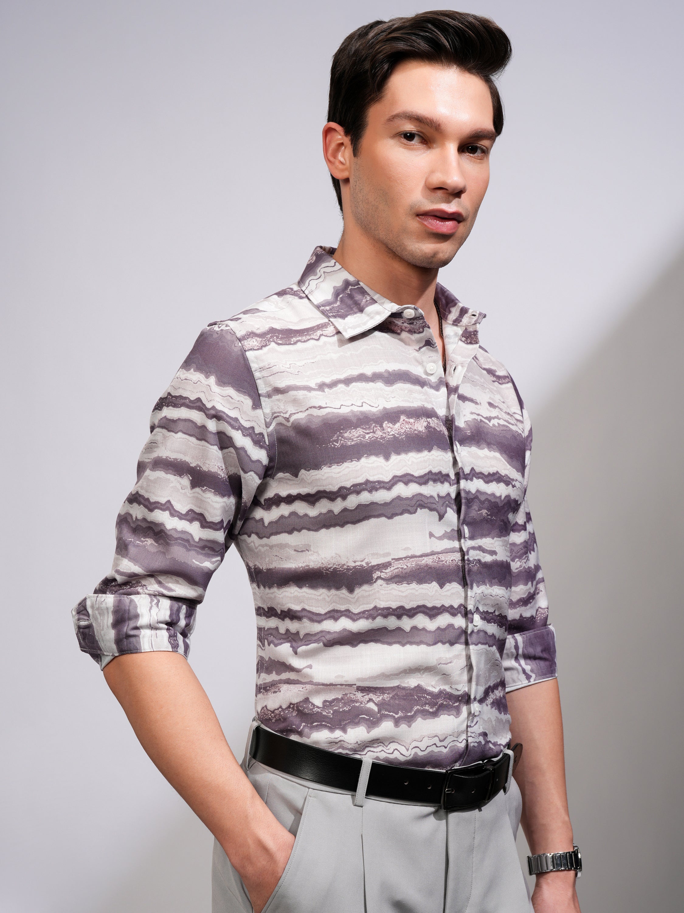Highlander Men Grey Printed Regular Fit Casual Shirt - Grey - Image 6