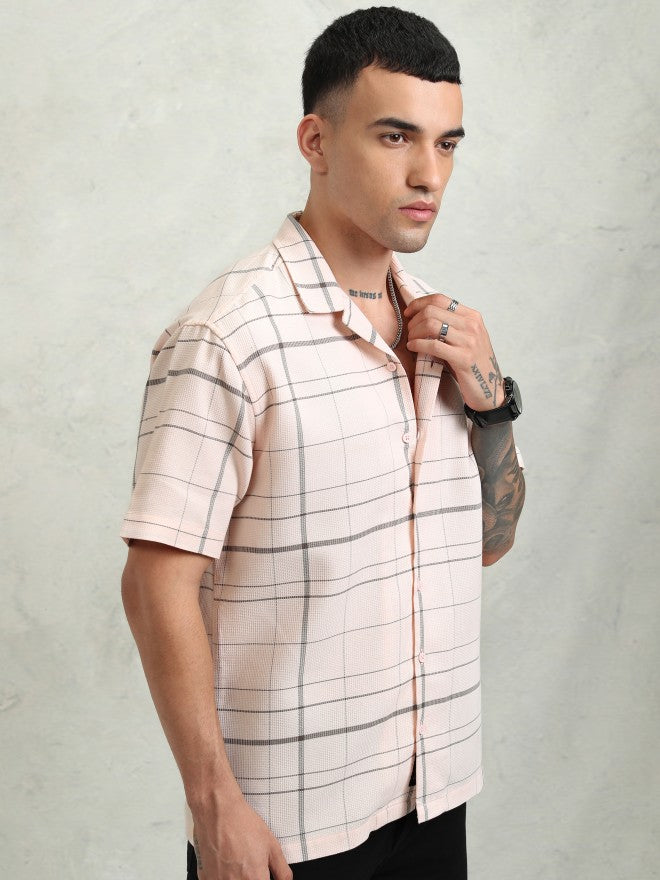 Highlander Men Pink Checked Relaxed Fit Casual Shirt - Pink - Image 6